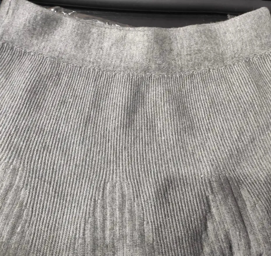 Brownm Solid A-line Knitted Pleated Mini Skirt