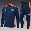 Joyfball 2024/2025 Manchester United Long Zipped Jacket Dark Blue Soccer Jersey 1:1 Thai Quality