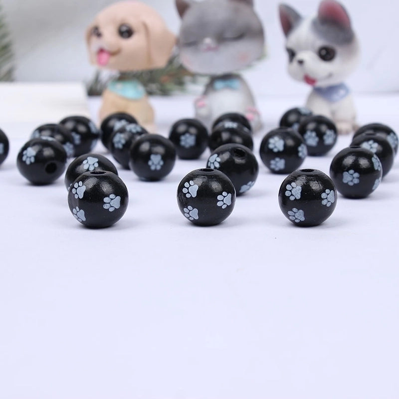 1 Piece Diameter 16mm Hole 4~4.9mm Wood Paw Print Beads