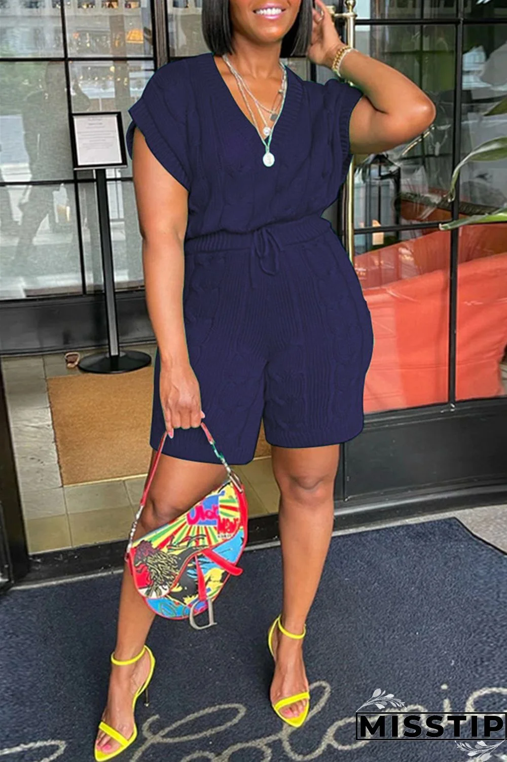 Black Fashion Casual Solid Patchwork V Neck Sleeveless Two Pieces