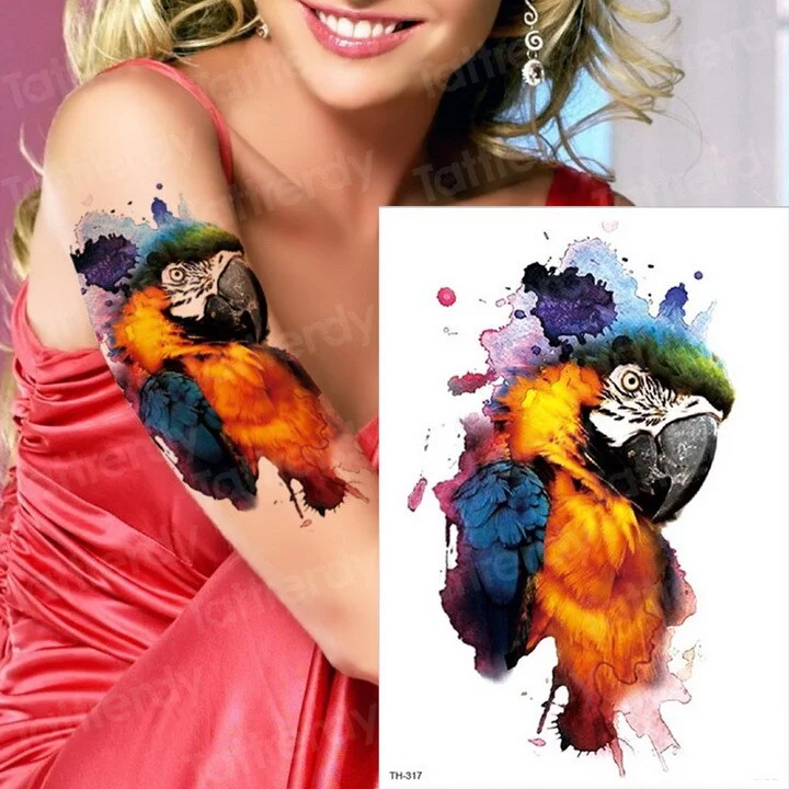 tattoo sleeve sticker watercolor animals temporary tattoos giraffe wolf tiger butterfly tatoo water color tattoo for girls body