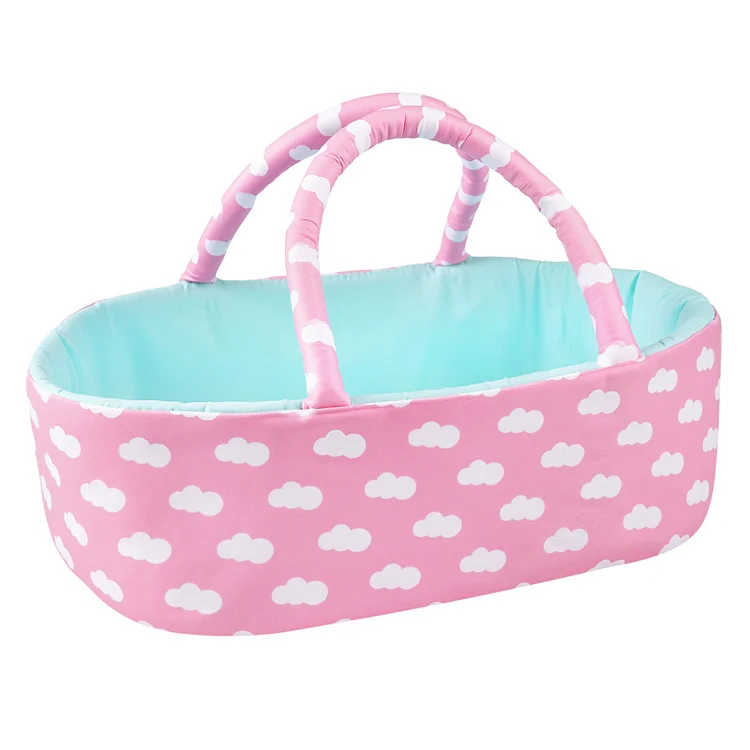 For 17"-22" Reborn Baby Doll Pink Sleeping Basket Set Accessories