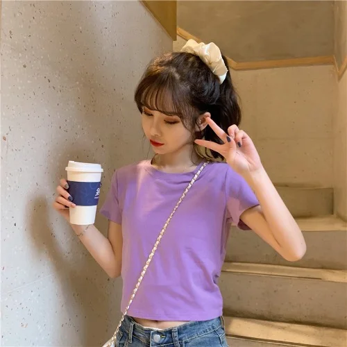 Brownm Brownm T-Shirt Women's Clothes 2024 Summer New Hot Girl Show Back Bow Leakage Back Short Design Sense Top Tide