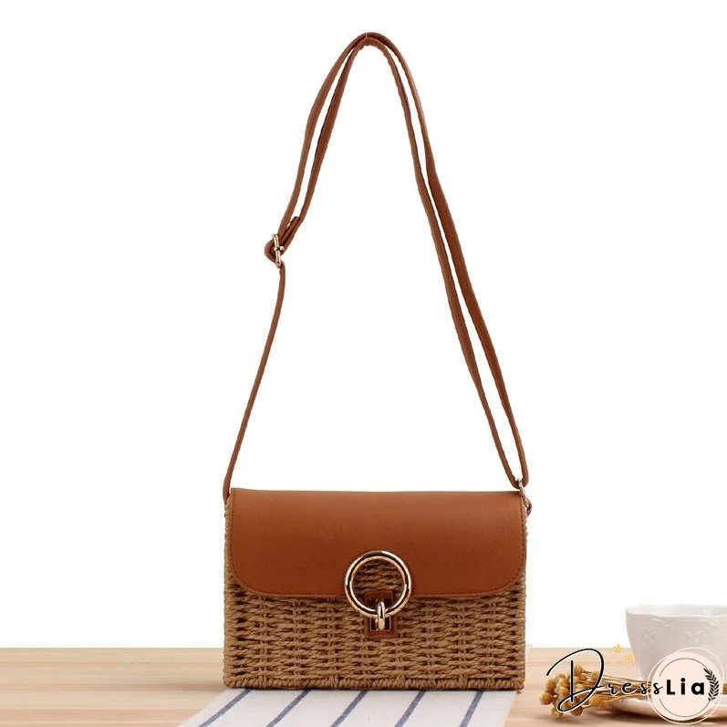 Paziye Square Crossbody Woven Beach Bag