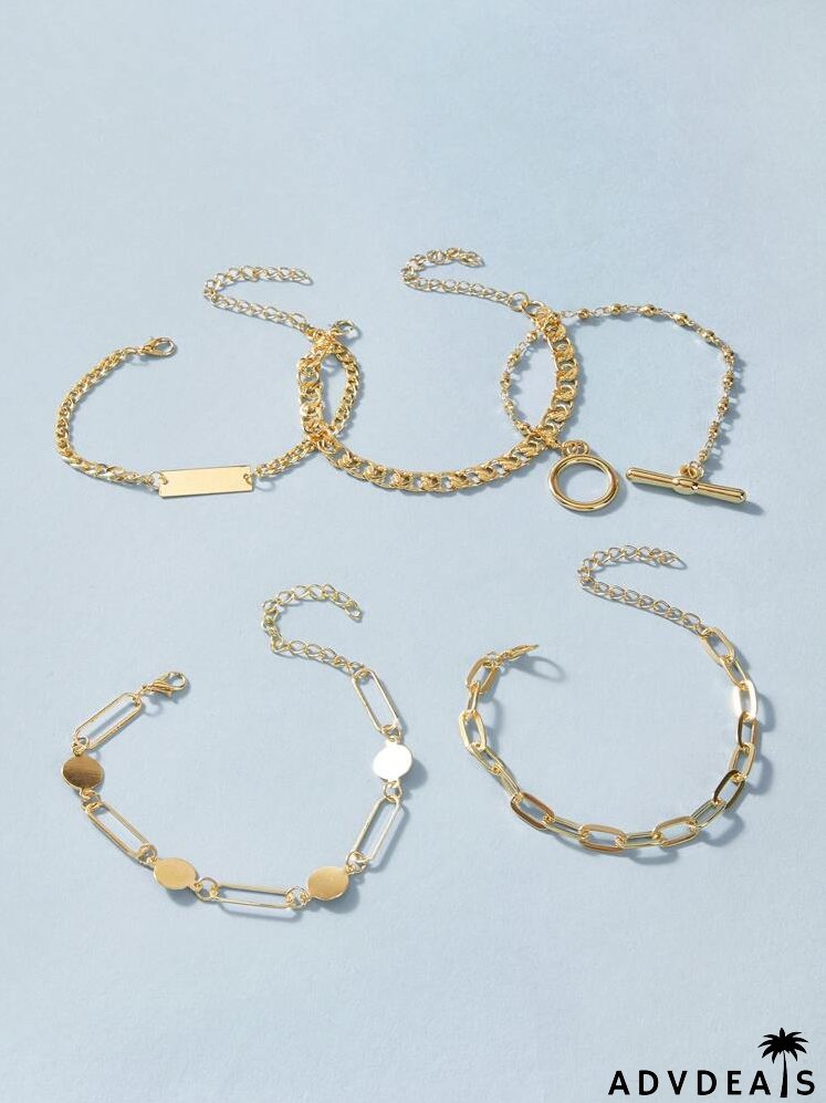5pcs Geo Decor Chain Bracelet