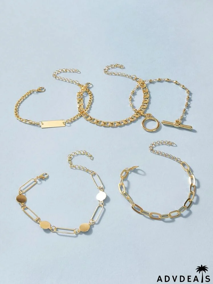 5pcs Geo Decor Chain Bracelet