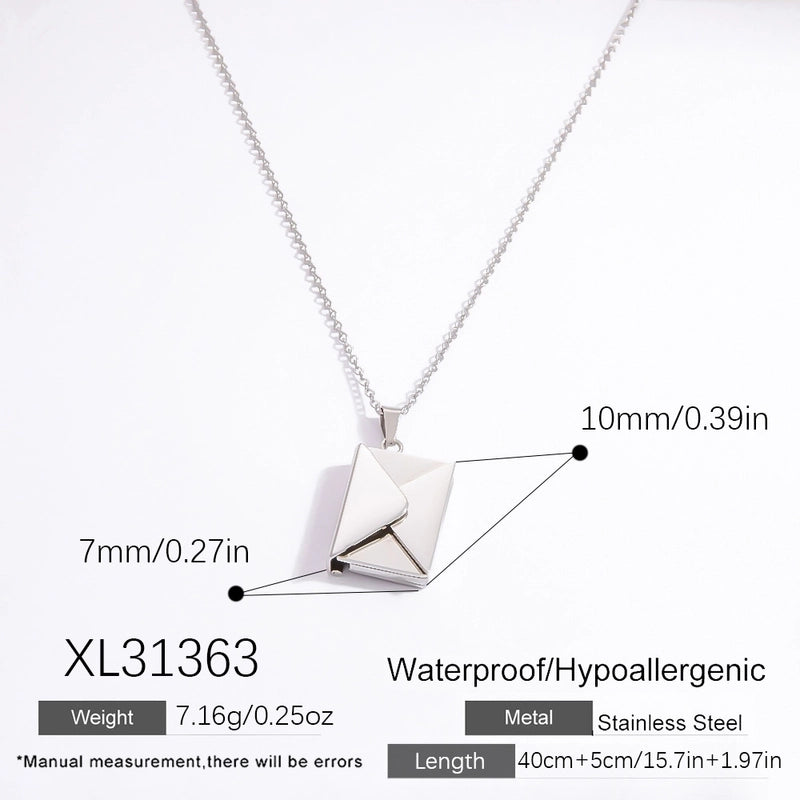 Vintage Style Classic Style Book Envelope Heart Shape Titanium Steel Plating Pendant Necklace