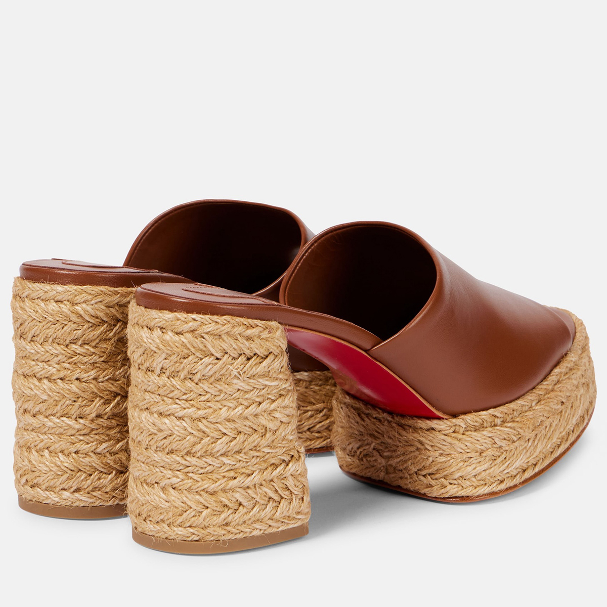 85mm Women's Chunky Red Bottom Sandals Waterproof Platform Straw Rope Mules Sandals-MERUMOTE