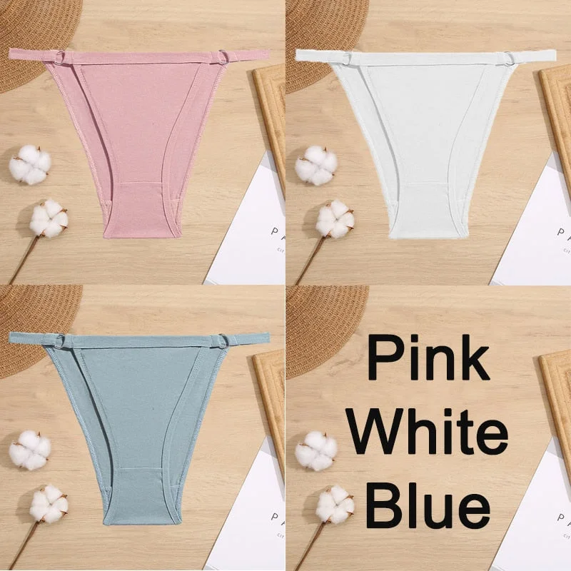 3PCS/Set Cotton Panties Underwear Bikini Style Women's Lingerie Sexy Panties Female Underpants Design Waist Band Briefs Pantys