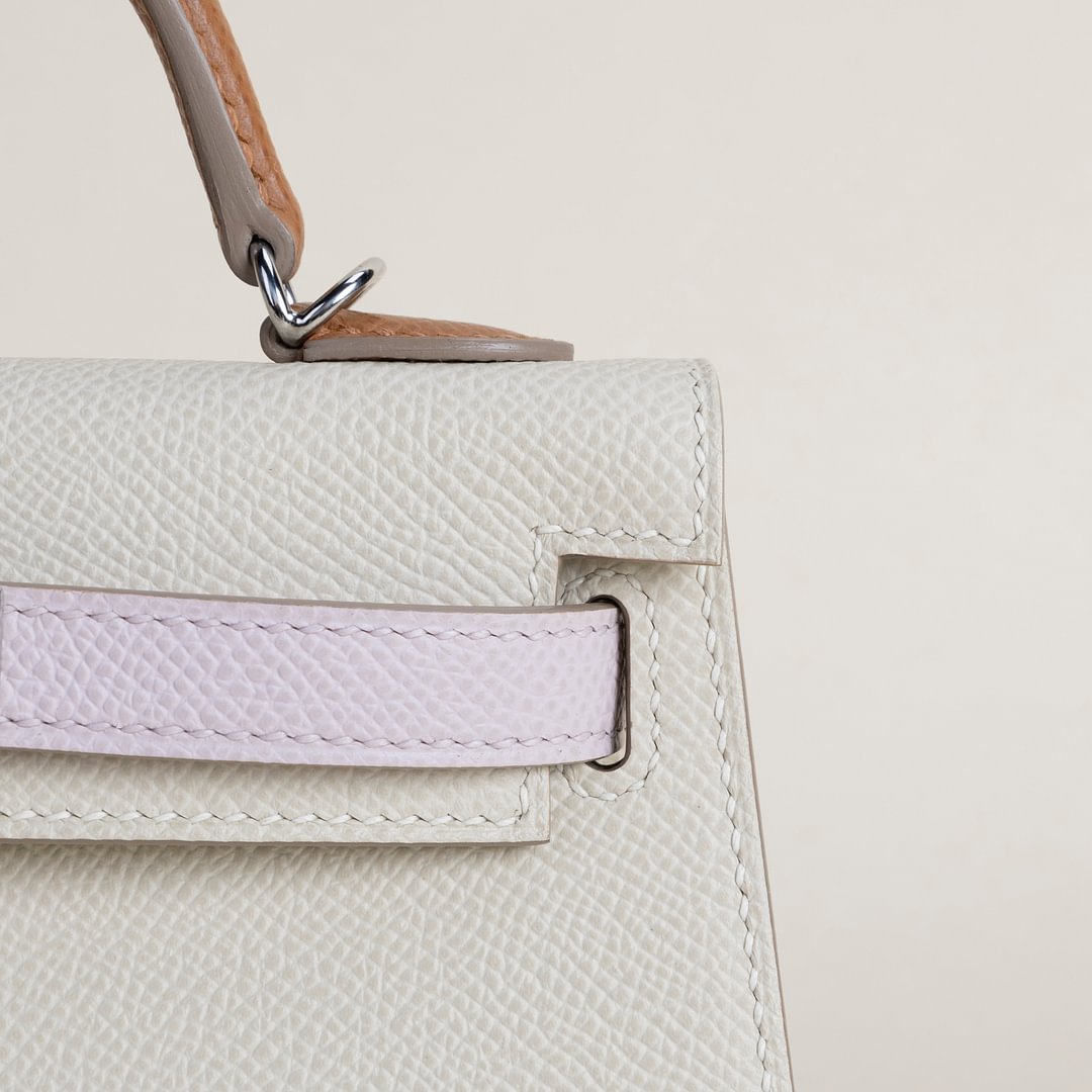 Mini Kelly II Epsom 10 Craie/ 37 Gold/ 09 Mauve pale PHW