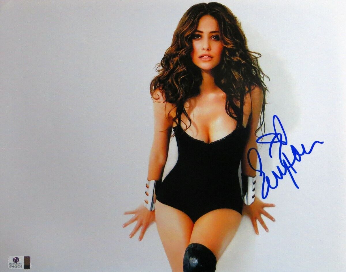 Emmy Rossum Signed Autographed 11X14 Photo Poster painting Gorgeous Sexy Black Outfit GV806039