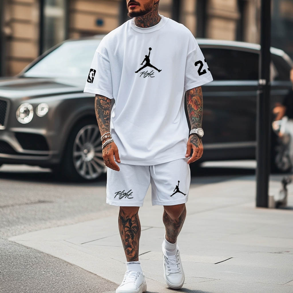  Jordan Flight White Oversized T-Shirt & Shorts Set - Streetwear Essentials