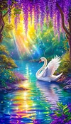 Luxury AB Velvet Diamond Painting Kit - Cosmic Swan Lake