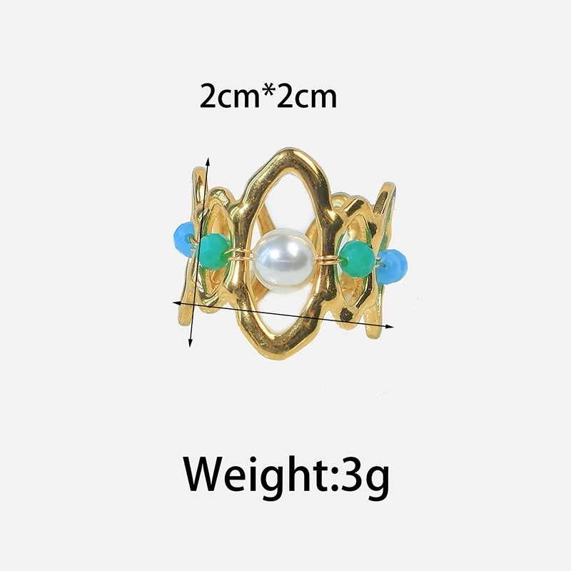 Elegant Sweet Korean Style Bow Knot 304 Stainless Steel Natural Stone Zircon 14K Gold Plated Plating Hollow Out Stainless Steel Rings