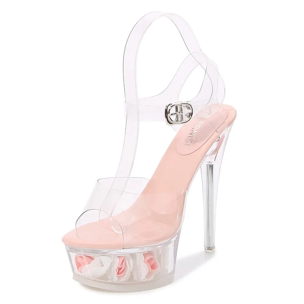 2021 Summer New Fashion Transparent High Sandals For Women With Stiletto Sexy Clear Platform Heels Shoes