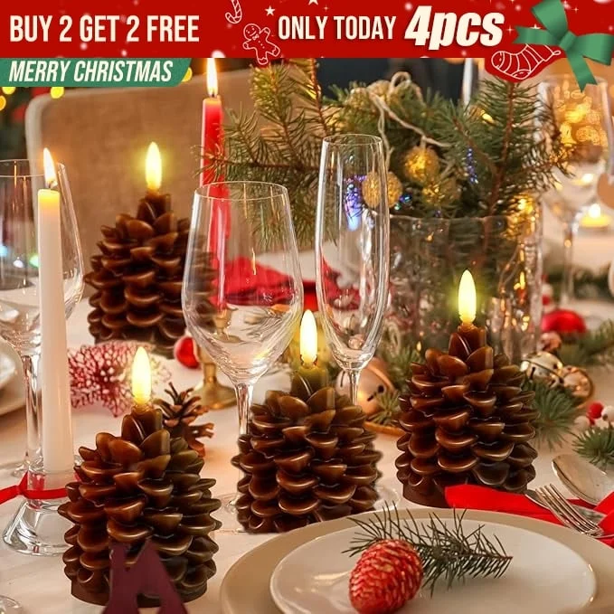 🎅HOT SALE 49% Off🔥Flameless Pinecone Candles Battery Operated with 6 Hour Timer