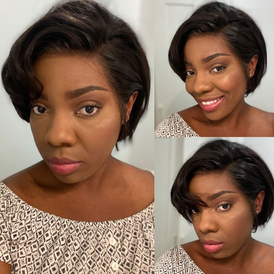 Short Lace Natural Straight Wig for Black Women US Mall Lifes
