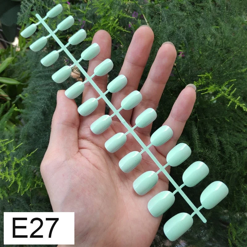 10 Sets Round Shape False Nail Tips In Same Color 24 Pieces/Set 10 Sizes Press on Fake Nails DIY Manicure Finger Nail Tips-Nail Inspo