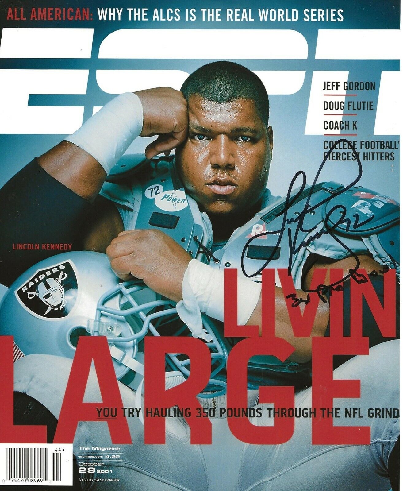 Lincoln Kennedy signed Philadelphia Eagles ESPN Mag Cover 8x10 Photo Poster painting autographed