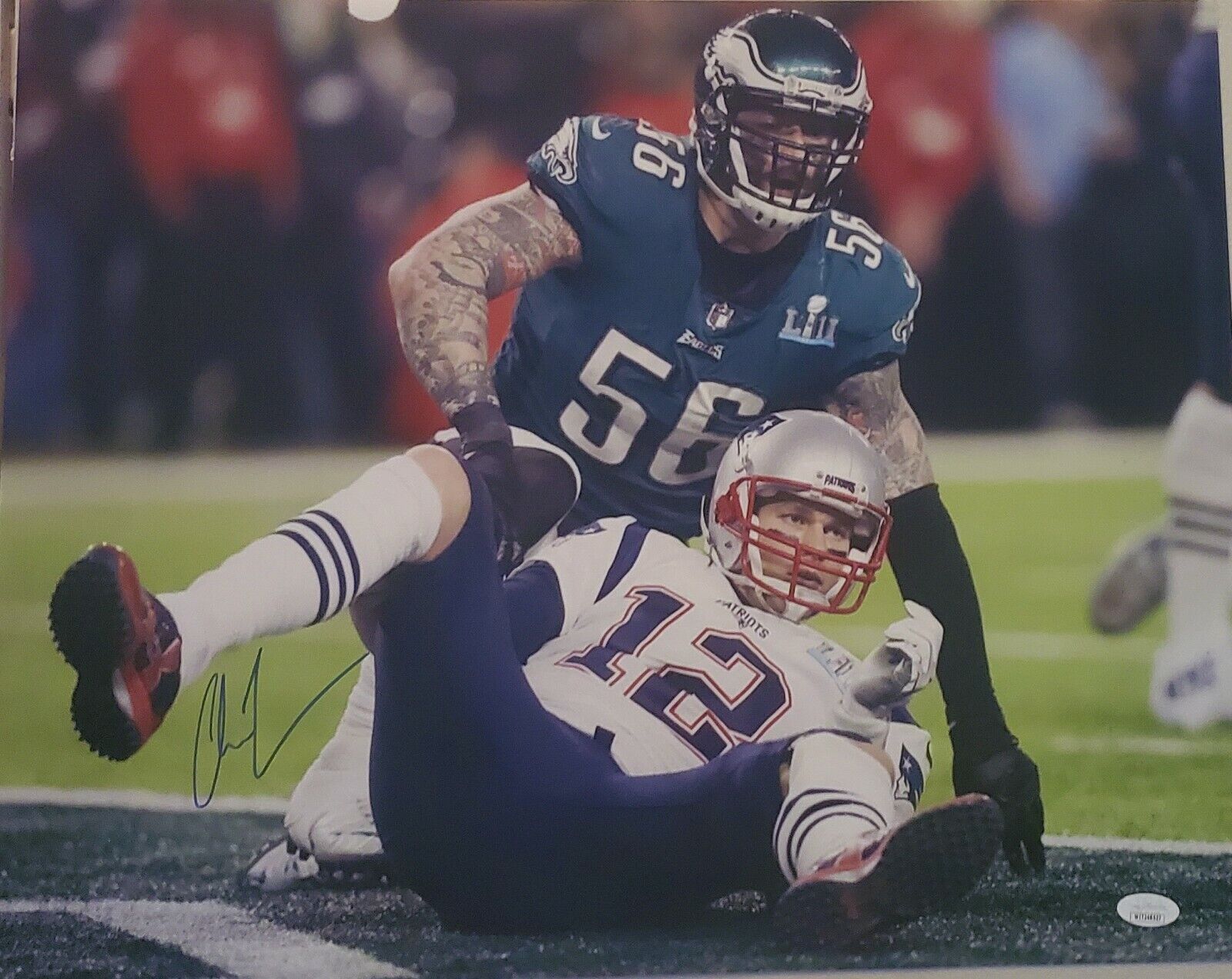 Autographed CHRIS LONG 16x20 Philadelphia Eagles Photo Poster painting with JSA COA