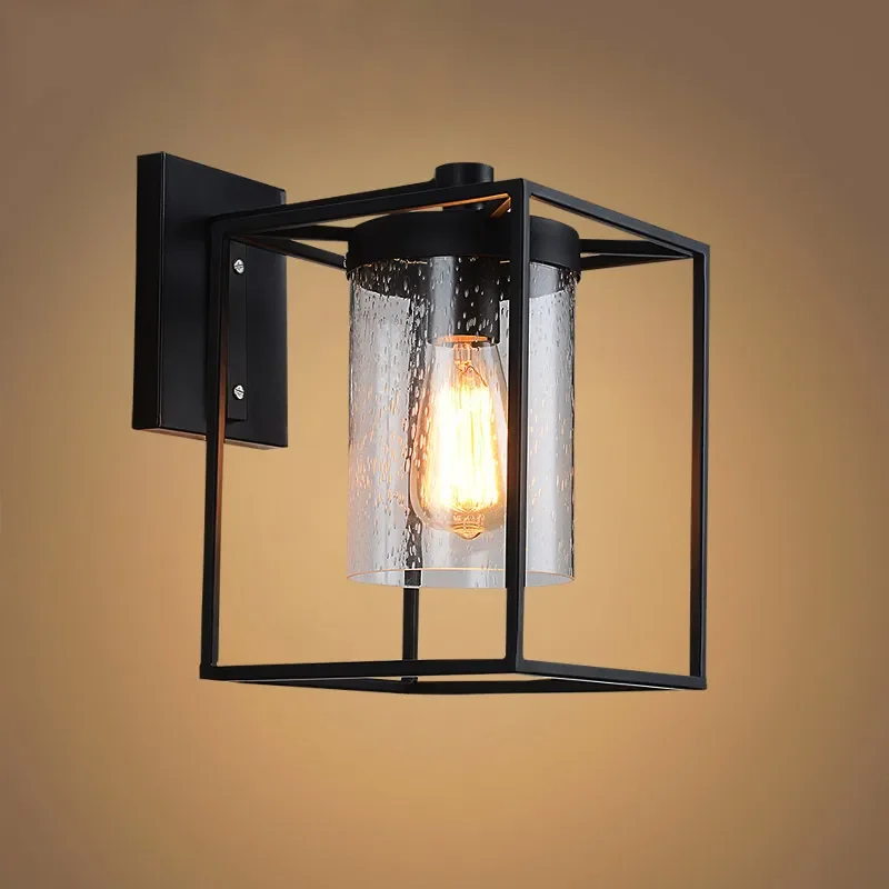 Industrial Black Metal Glass Shade Sconce JOSENART Josenart