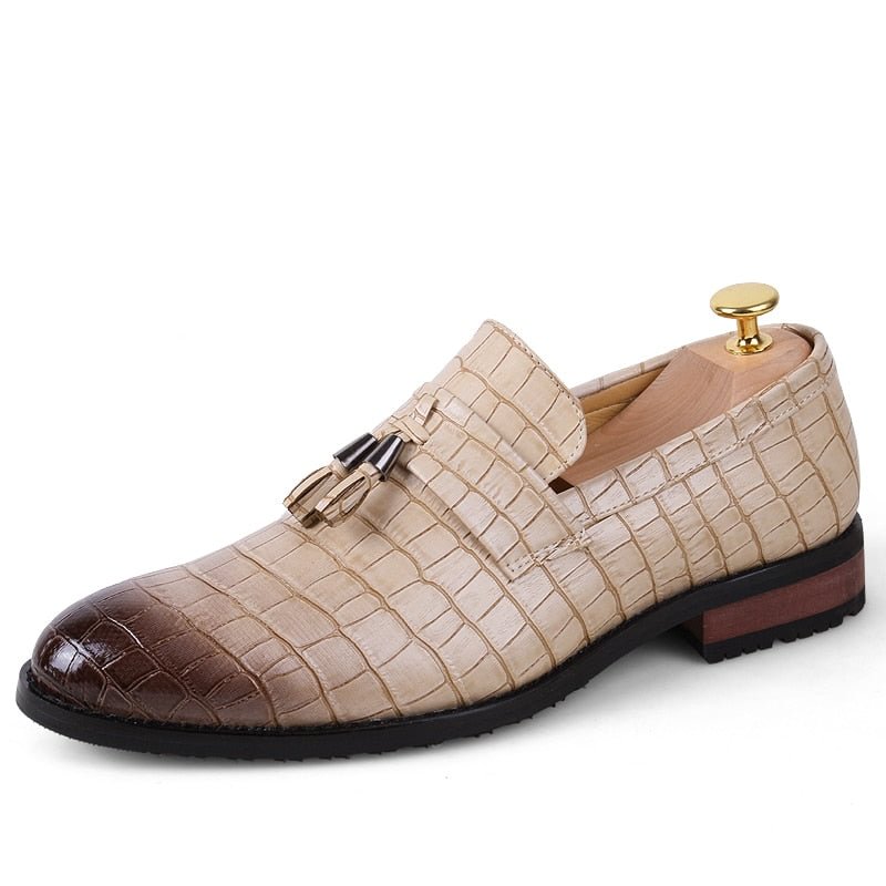 YRZL Leather Shoes Classic Crocodile Pattern Men Dress Shoes Casual Party Leather Wedding Shoes Formal Men Shoes Leather