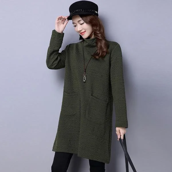long sleeve cotton vintage plus size women casual loose mini short winter autumn dress