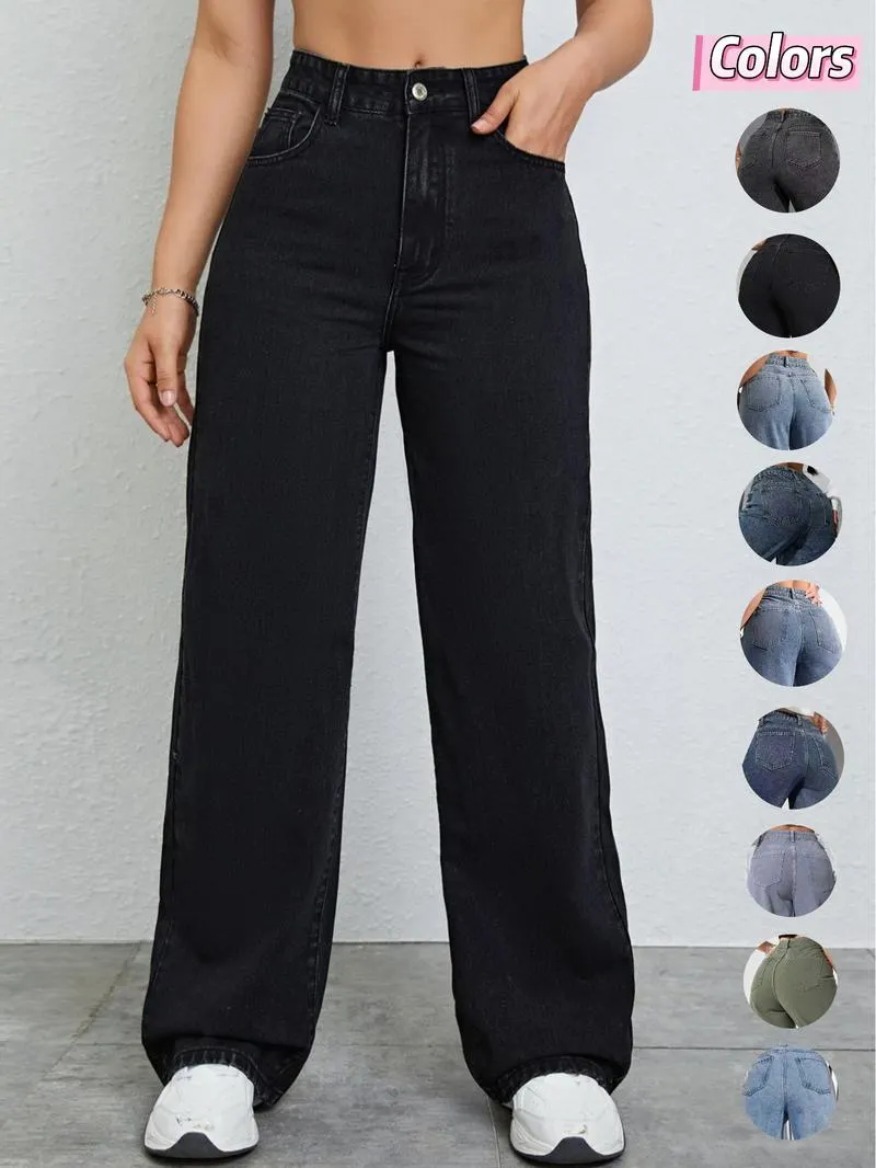 Women's Vintage Style Loose Fit Straight Leg Jeans, Casual Fitted Denim Jeans for Fall & Winter, Classic Boyfriend Look Women's Vintage Style Loose Fit Straight Leg Jeans, Casual Fitted Denim Jeans for Fall & Winter, Classic Boyfriend Look