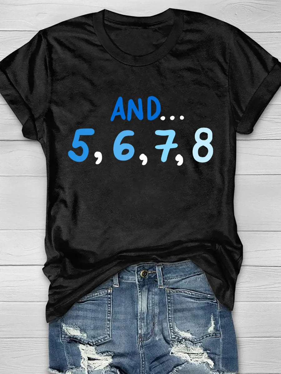 And 5678 Dance Print Short Sleeve T-Shirt