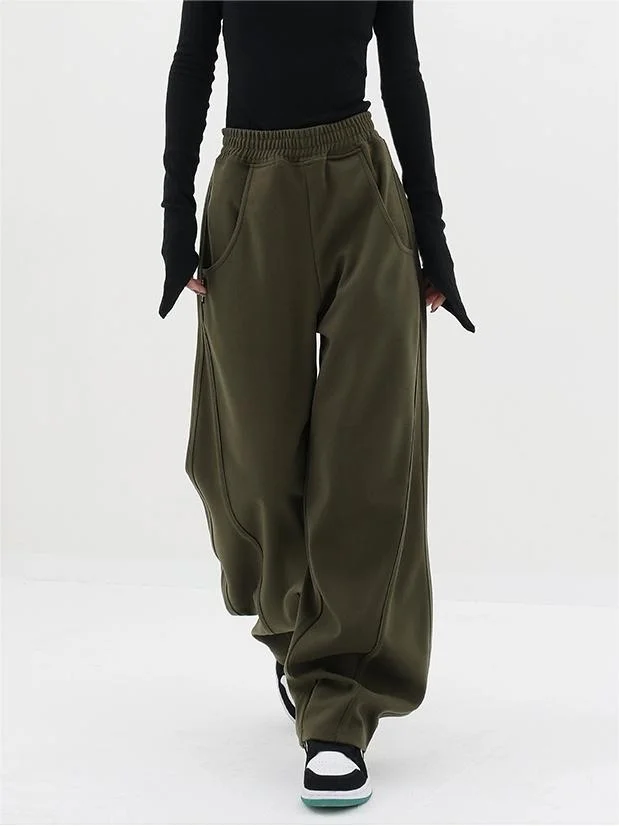 Brownm School Solid Color Baggy Sweatpants