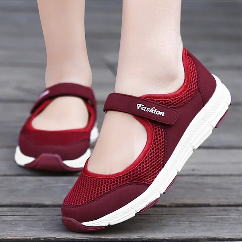 Women Flats Breathable White Shoes Women Lightweight Zapatillas Mujer Spring Autumn Flat Shoes Plus Size Casual Sneakers Female