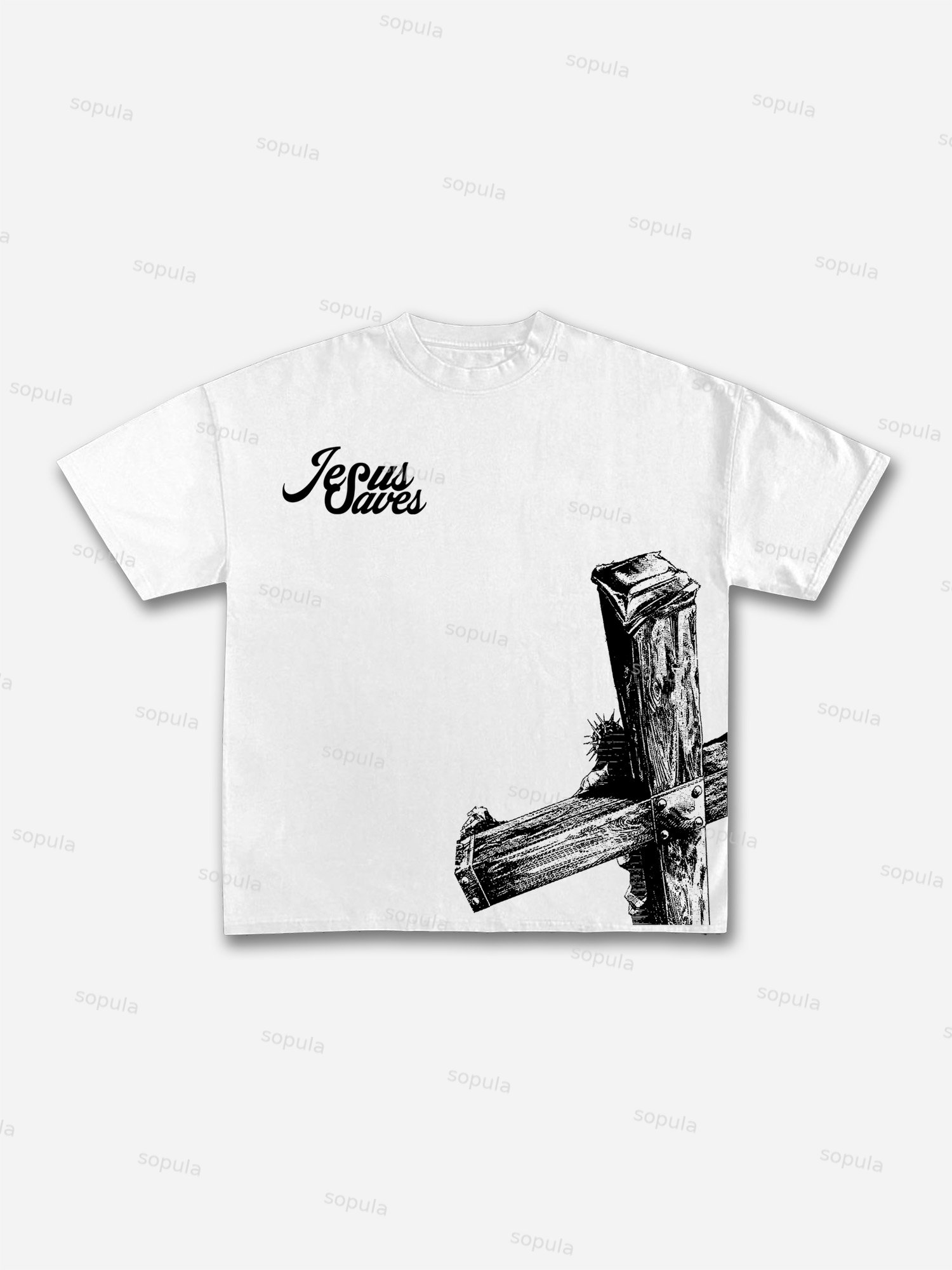 Jesus Saves Graphic Cotton T-shirt - Sopula｜Premium Graphic Tees & Graphic Clothing