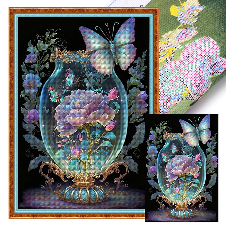 Fantasy Butterfly Vase 11CT Stamped Cross Stitch 45*65CM