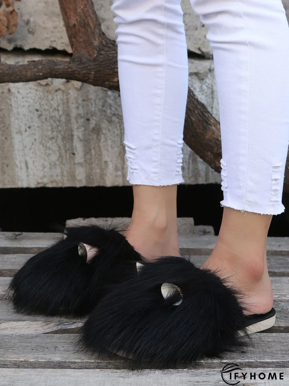 Cute Cat Ears Mohair Warm Fleece Indoor Slippers | IFYHOME