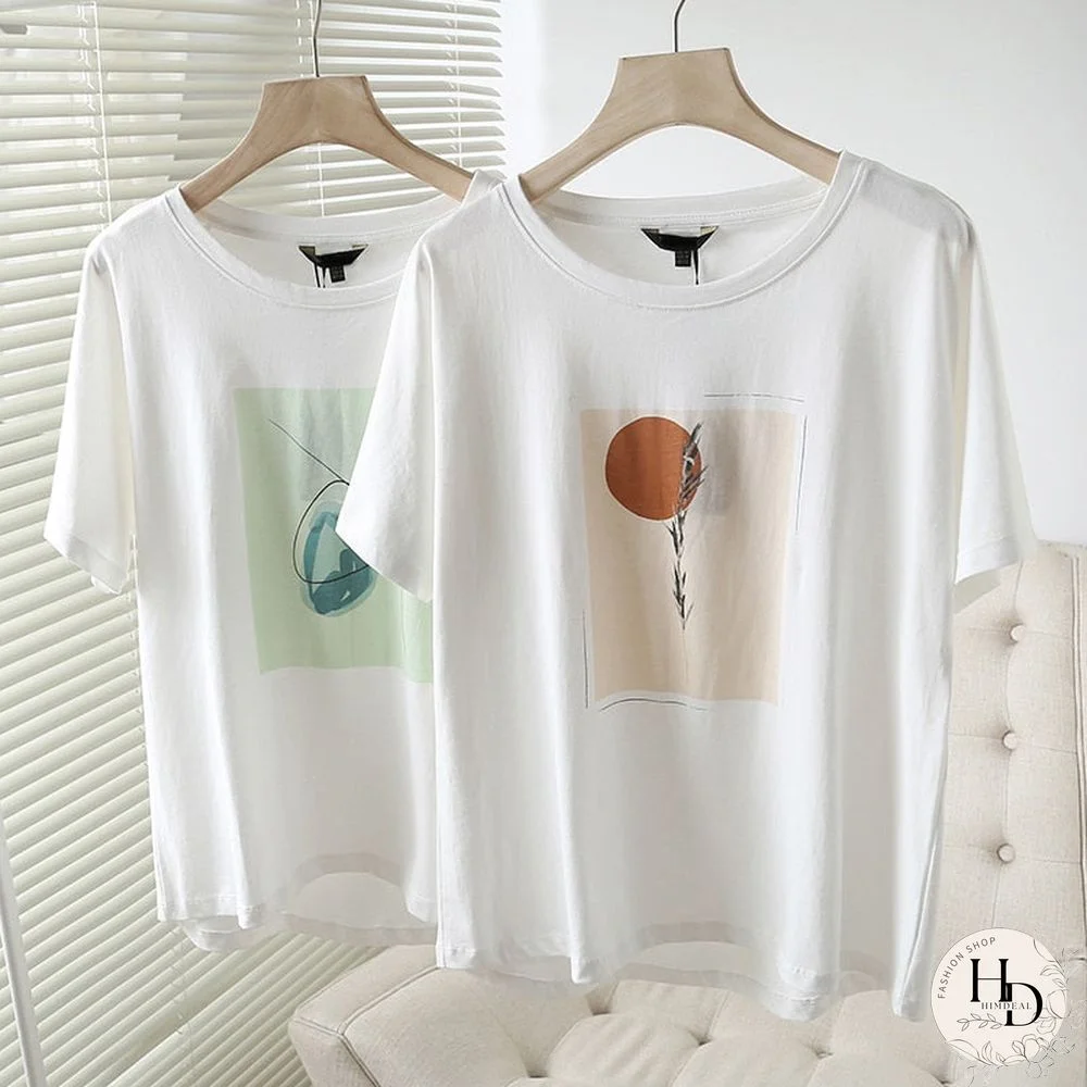 New Summer Women England High Street Printing Cotton Casual Harajuku Tshirt Ladies