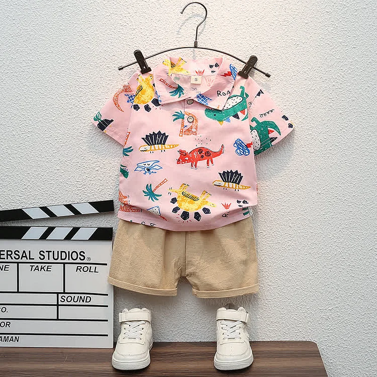 Toddler Boy Dinosaur Polo Shirt and Pants Set