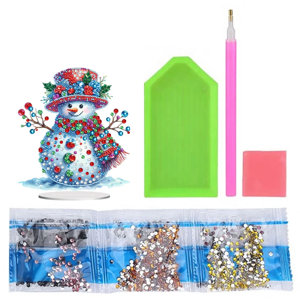 DIY Christmas Snowman Acrylic Special Shape Diamond Painting Tabletop Ornaments