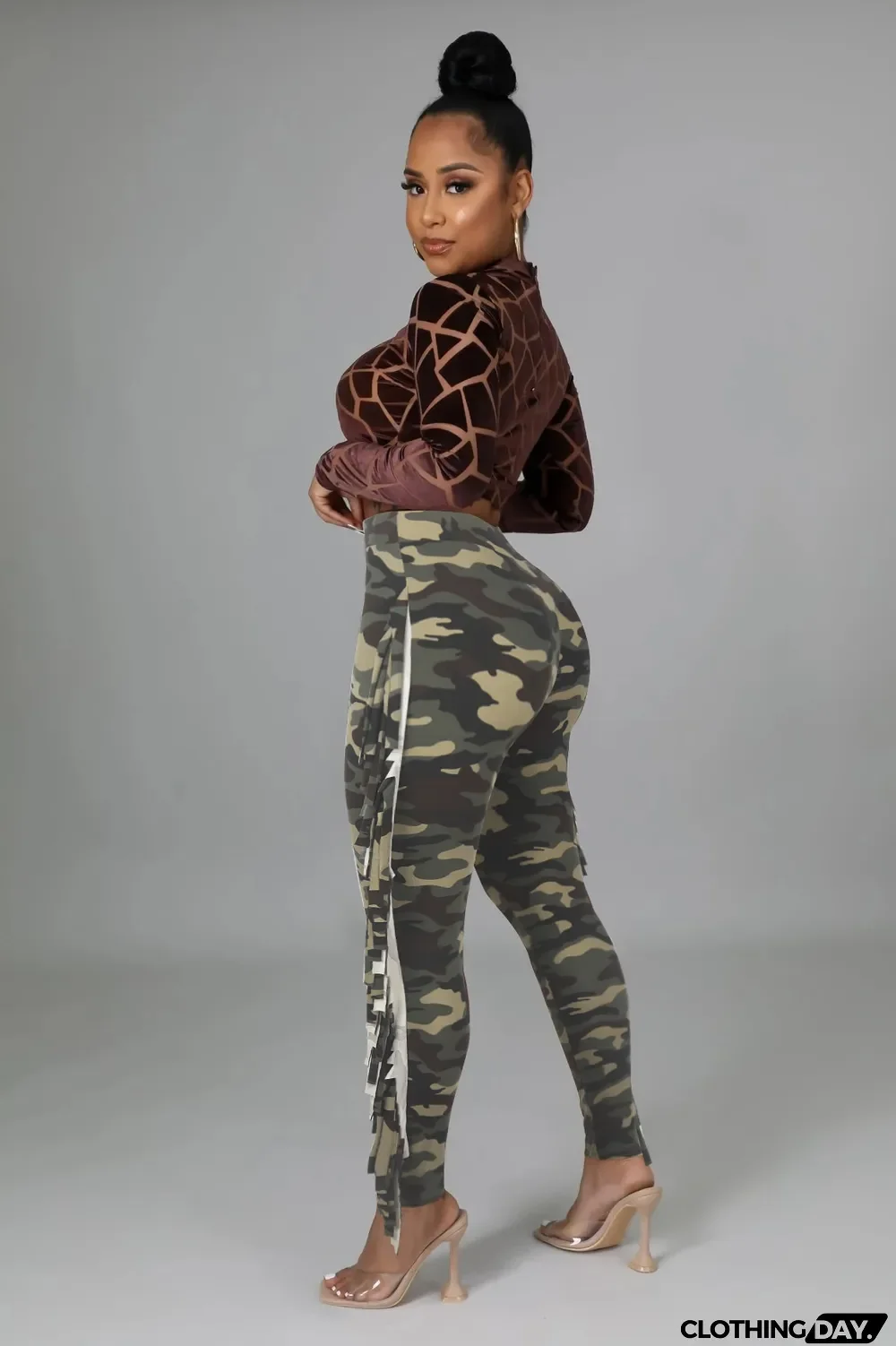 Tight Camouflage Tassel Pants
