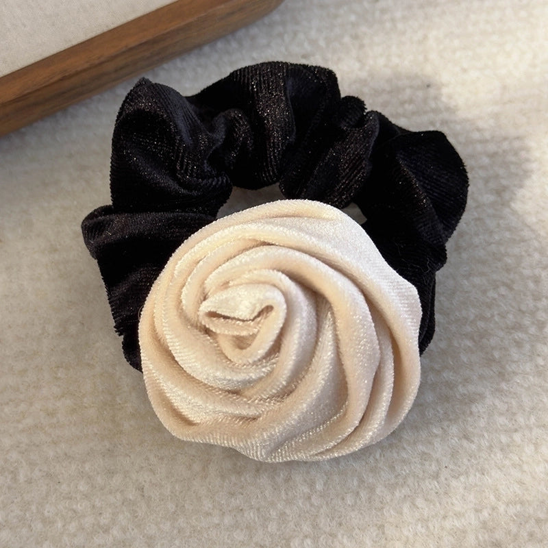 Elegant Romantic Artistic Women’s Rose Cloth Flannel Hair Tie