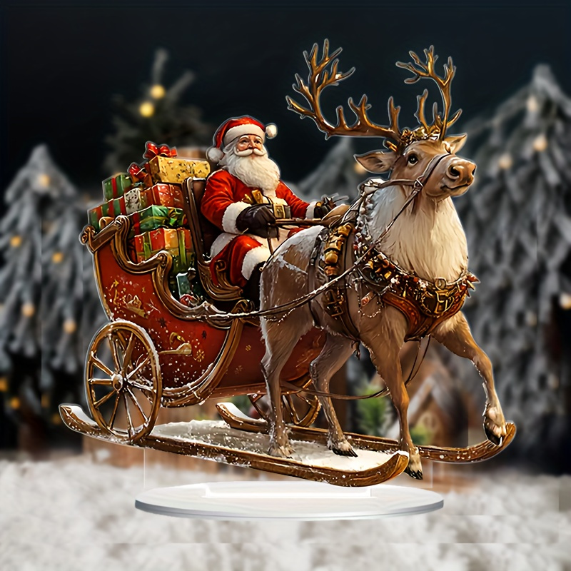 Christmas Elk Old Man Acrylic Ornament Desktop Decoration Suitable for Bedhead and Office Desk Ornament