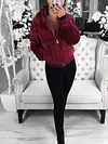 Casual Plush Solid Color Lapel Collar Long Sleeves Warm Jacket