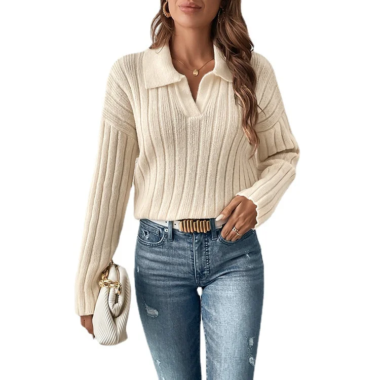 Athvotar Athvotar New Autumn And Winter Knitted Shirt Fashion New Casual Collar Sweater Woman