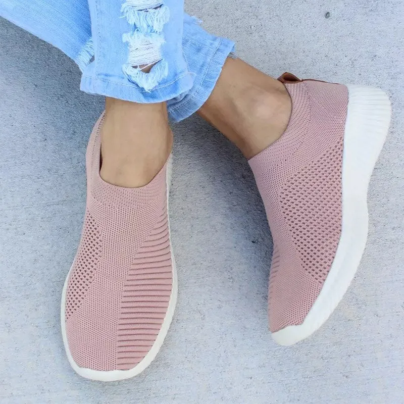 Women Shoes Slip On Women Flats Plus Size 43 Socks Sneakers White Flat Shoes Female Casual Footwear Summer Autumn Zapatos Mujer