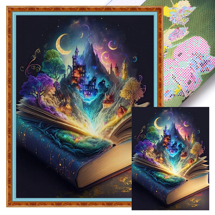 Fantasy Scenery In Books (40*55cm) 11CT Stamped Cross Stitch gbfke