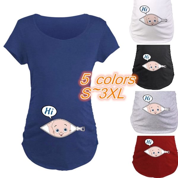 New Maternity Shirt Specialized for Pregnant Women Plus Size Cartoons Cute Short Tee - Shop Trendy Women's Clothing | LoverChic