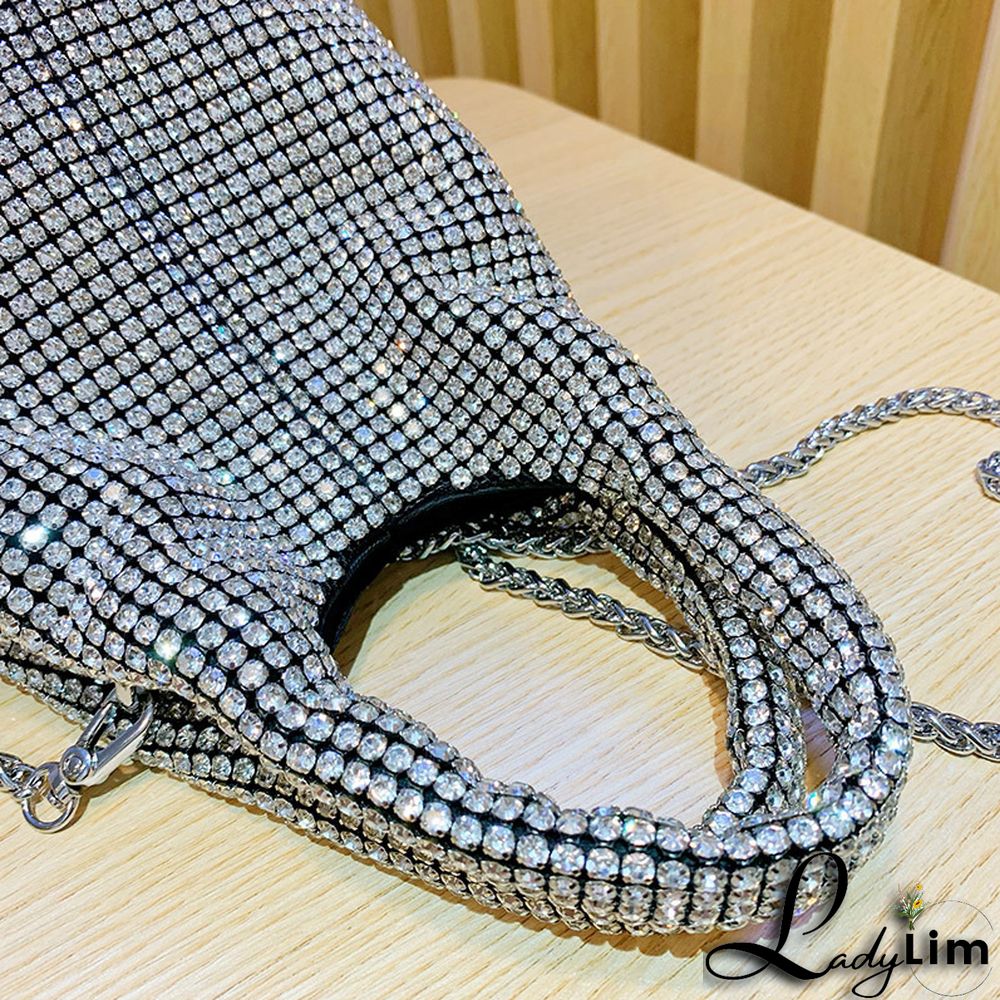 dinner rhinestone bag one-shoulder oblique bag fashion trend pillow full diamond bag diamond armpit bag