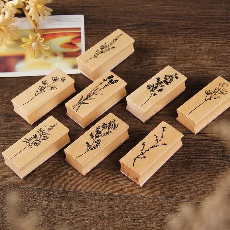 Floral Wood Stamps-Himinee.com