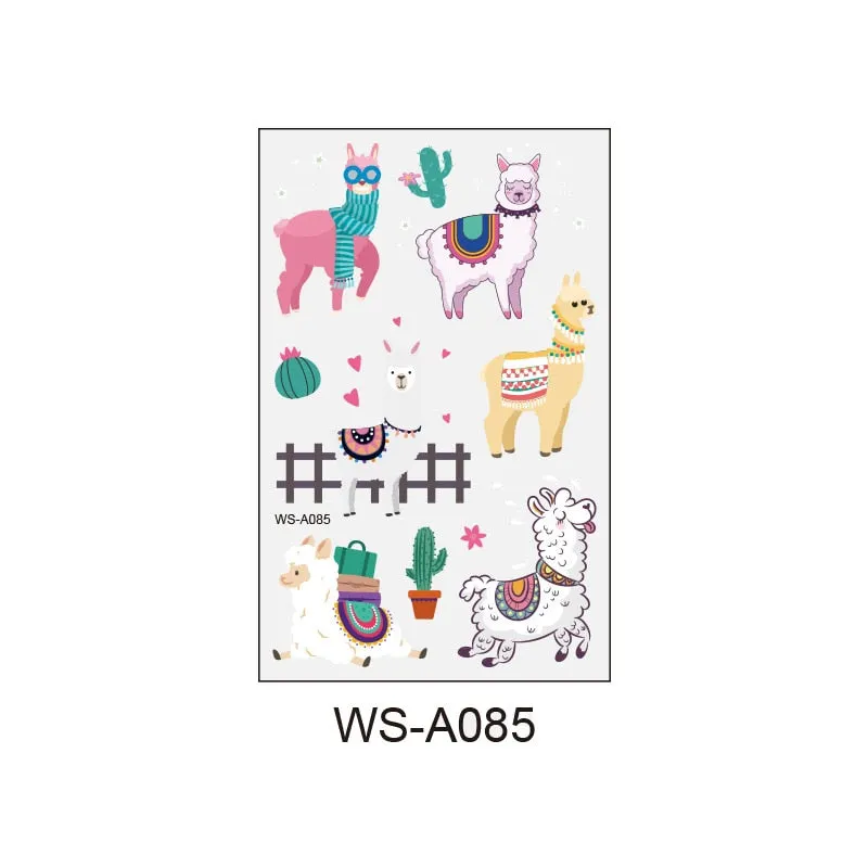 Alpaca tattoo stickers children waterproof grass mud horse cartoon arm face stickers waterproof disposable stickers