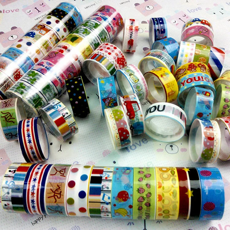 Adhesive Sticker 250x1.5cm DIY Cartoon Pattern for Gift Wrapping Scrapbook (10pcs)