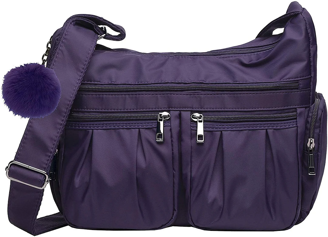 Women Multi Pocket Shoulder Bag Waterproof Nylon Travel Purses and Handbags Lightweight Work Bag